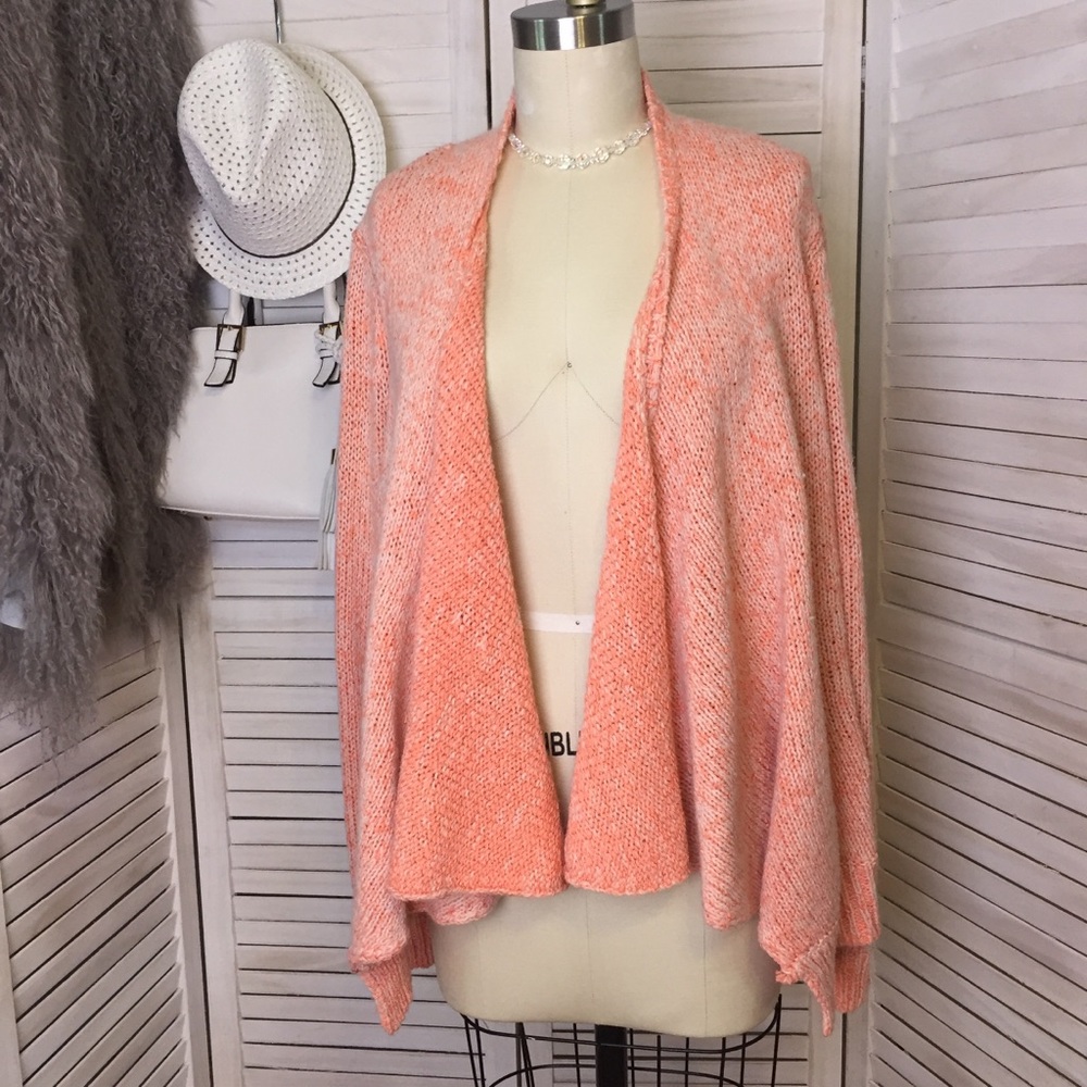 {Anthro} Moth Cream Orange Waterfall Sweater - L